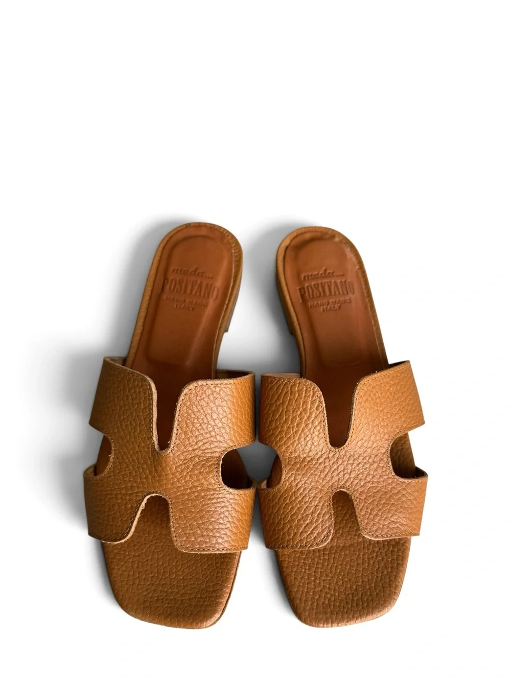 Oran Style Sandals Tan Leather Italian Slides by Moda Positanos - Picture 3 of 11
